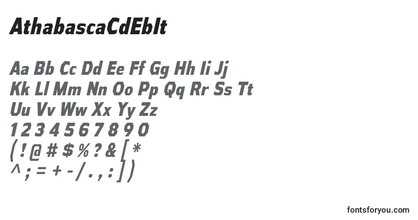 Schriftart AthabascaCdEbIt – Alphabet, Zahlen, spezielle Symbole