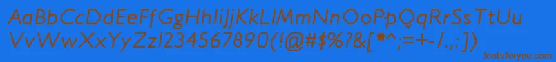 JillicanrgItalic-Schriftart – Braune Schriften auf blauem Hintergrund