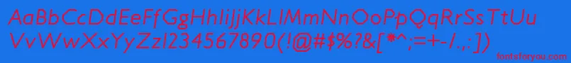 JillicanrgItalic Font – Red Fonts on Blue Background