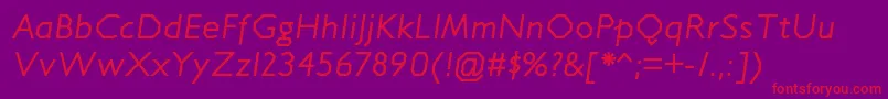 Fonte JillicanrgItalic – fontes vermelhas em um fundo violeta