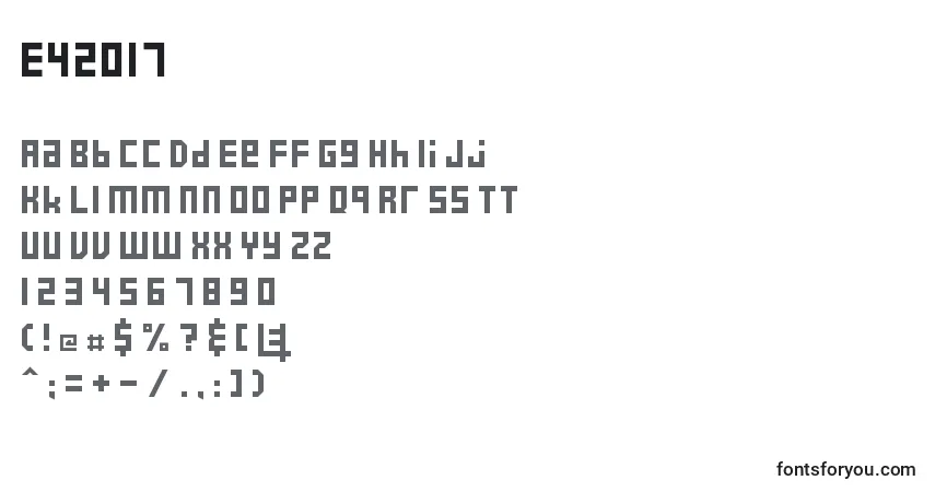 A fonte E42017 – alfabeto, números, caracteres especiais
