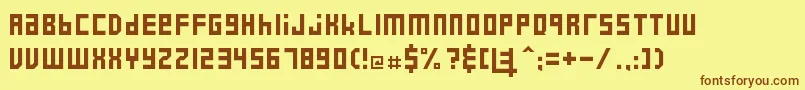 フォントE42017 – 茶色の文字が黄色の背景にあります。