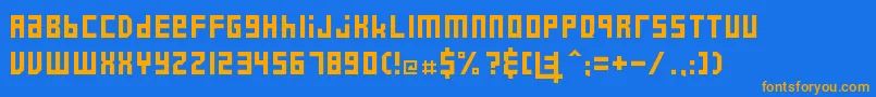 フォントE42017 – オレンジ色の文字が青い背景にあります。