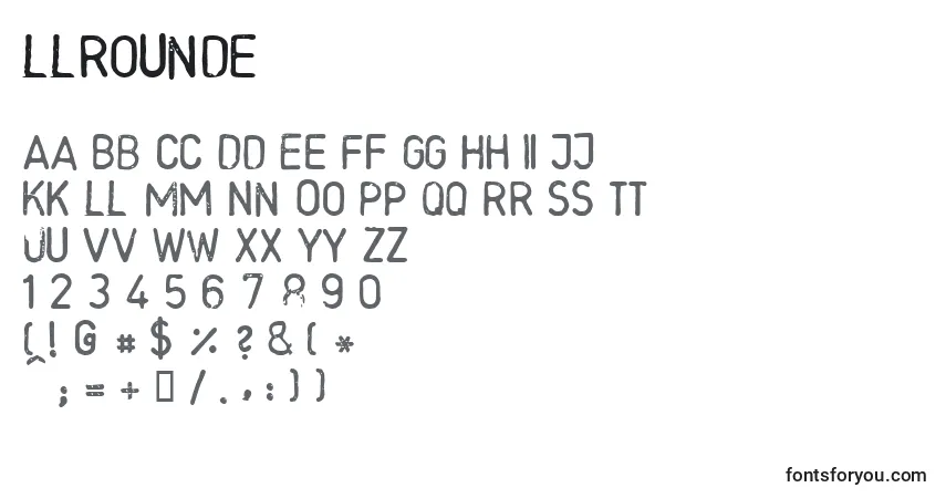 Fuente Llrounde - alfabeto, números, caracteres especiales