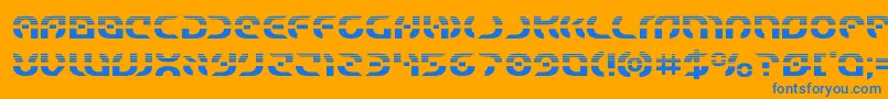 Starfighterhalf Font – Blue Fonts on Orange Background