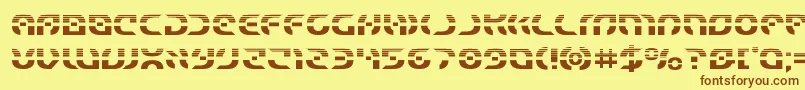 フォントStarfighterhalf – 茶色の文字が黄色の背景にあります。