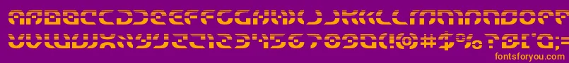 フォントStarfighterhalf – 紫色の背景にオレンジのフォント