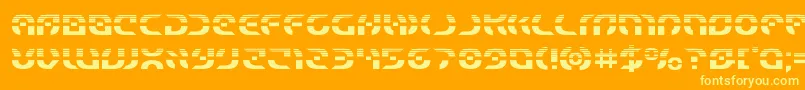 Шрифт Starfighterhalf – жёлтые шрифты на оранжевом фоне