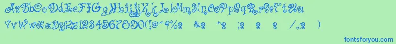 CaffeLatte Font – Blue Fonts on Green Background