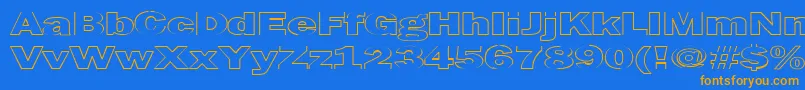 MaltfrankgothicheavyHe-Schriftart – Orangefarbene Schriften auf blauem Hintergrund