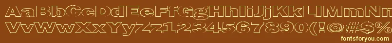 MaltfrankgothicheavyHe-Schriftart – Gelbe Schriften auf braunem Hintergrund