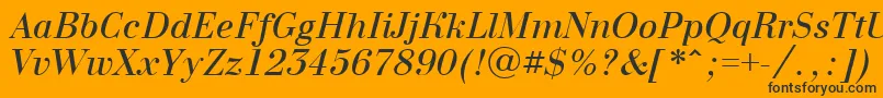 Fonte ABodoninovaItalic – fontes pretas em um fundo laranja