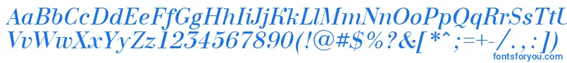 フォントABodoninovaItalic – 白い背景に青い文字