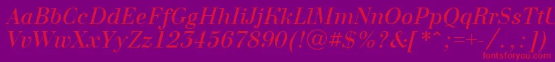 ABodoninovaItalic-Schriftart – Rote Schriften auf violettem Hintergrund