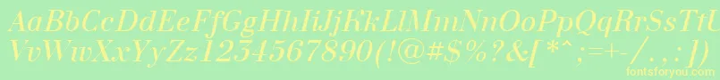 ABodoninovaItalic-Schriftart – Gelbe Schriften auf grünem Hintergrund