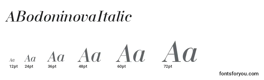 Tamaños de fuente ABodoninovaItalic