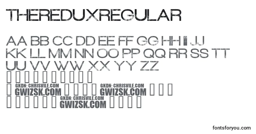 Czcionka ThereduxRegular – alfabet, cyfry, specjalne znaki