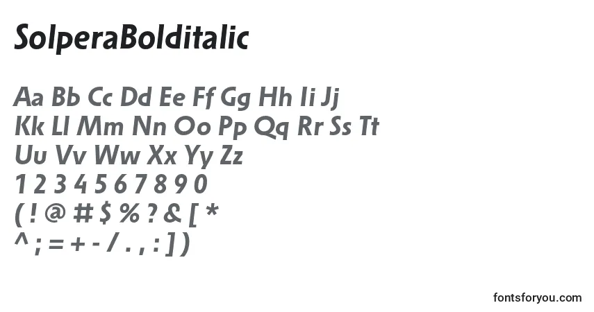 Schriftart SolperaBolditalic – Alphabet, Zahlen, spezielle Symbole