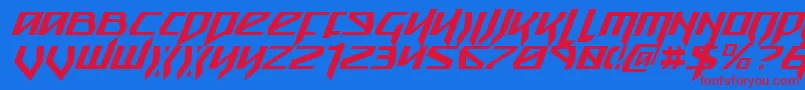 SnubfighterCondensedItalic-fontti – punaiset fontit sinisellä taustalla