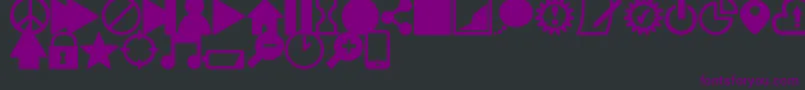 Czcionka IconsSouthSt – fioletowe czcionki na czarnym tle