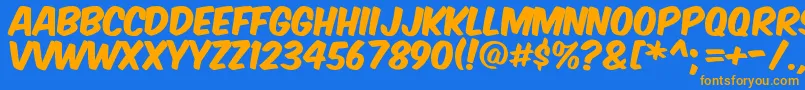 KomikaTitleAxis Font – Orange Fonts on Blue Background