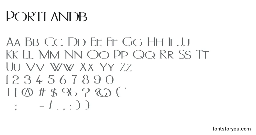 Schriftart Portlandb – Alphabet, Zahlen, spezielle Symbole