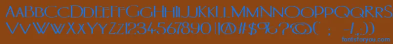 フォントPortlandb – 茶色の背景に青い文字