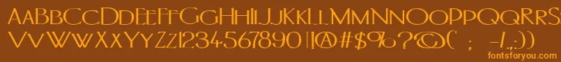フォントPortlandb – オレンジ色の文字が茶色の背景にあります。