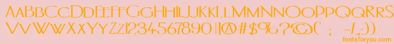 フォントPortlandb – オレンジの文字がピンクの背景にあります。