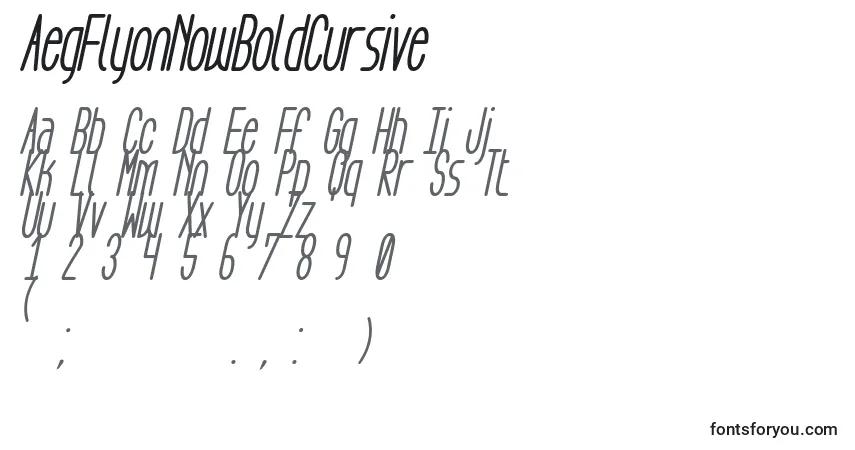 Шрифт AegFlyonNowBoldCursive – алфавит, цифры, специальные символы