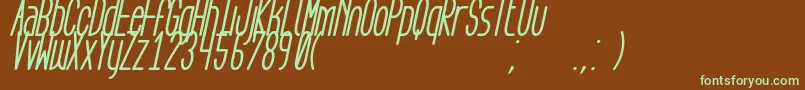 フォントAegFlyonNowBoldCursive – 緑色の文字が茶色の背景にあります。