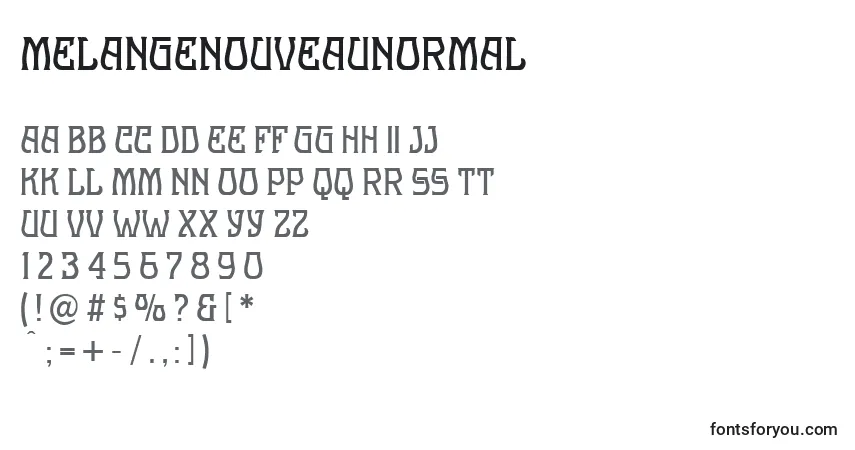A fonte MelangeNouveauNormal – alfabeto, números, caracteres especiais