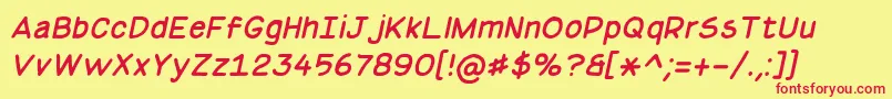 BasicComicalItalicNc Font – Red Fonts on Yellow Background