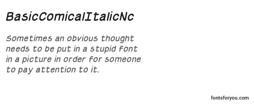 Обзор шрифта BasicComicalItalicNc