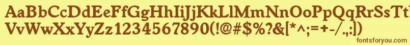 フォントWorcesterlhBold – 茶色の文字が黄色の背景にあります。