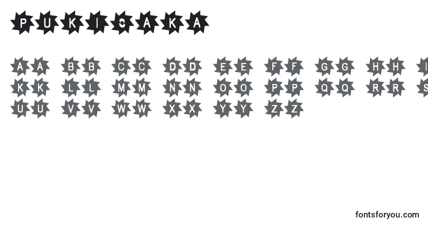 Schriftart Pukisaka – Alphabet, Zahlen, spezielle Symbole