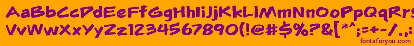 Flunkiesbb-Schriftart – Violette Schriften auf orangefarbenem Hintergrund