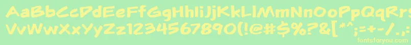 フォントFlunkiesbb – 黄色の文字が緑の背景にあります
