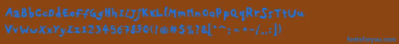 Czcionka Pfplayskoolpro3D – niebieskie czcionki na brązowym tle