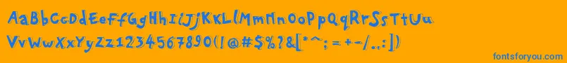 Fonte Pfplayskoolpro3D – fontes azuis em um fundo laranja