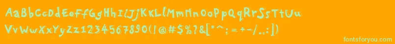 Pfplayskoolpro3D-Schriftart – Grüne Schriften auf orangefarbenem Hintergrund