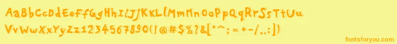 Fonte Pfplayskoolpro3D – fontes laranjas em um fundo amarelo