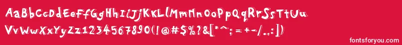Fonte Pfplayskoolpro3D – fontes brancas em um fundo vermelho