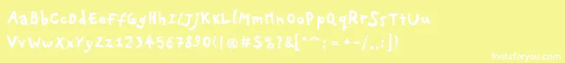 Pfplayskoolpro3D-fontti – valkoiset fontit keltaisella taustalla