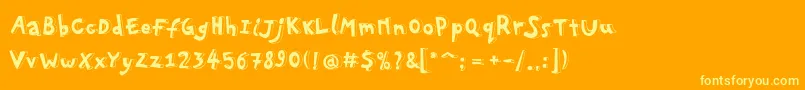 Fonte Pfplayskoolpro3D – fontes amarelas em um fundo laranja
