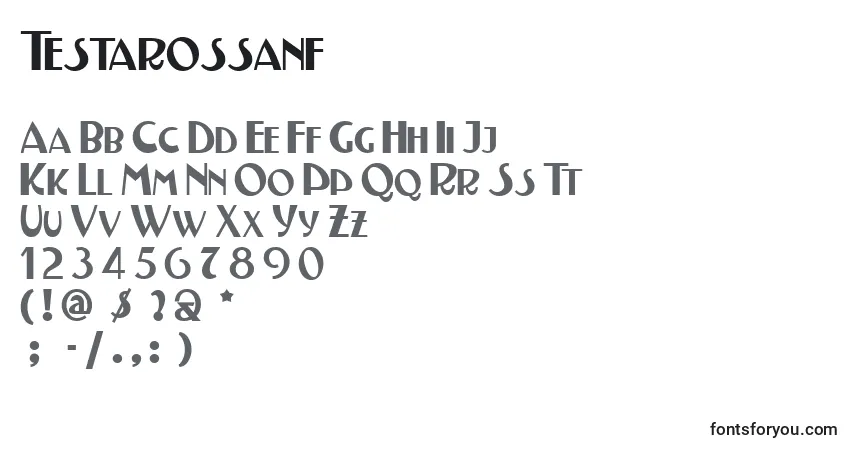 Czcionka Testarossanf – alfabet, cyfry, specjalne znaki