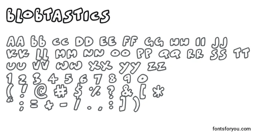 A fonte Blobtastics – alfabeto, números, caracteres especiais
