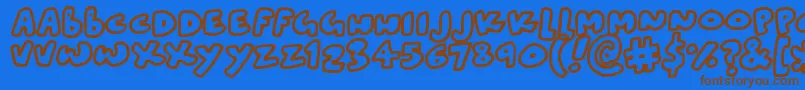 Blobtastics Font – Brown Fonts on Blue Background