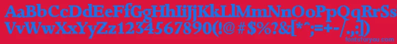 Czcionka JessicaserialXboldRegular – niebieskie czcionki na czerwonym tle