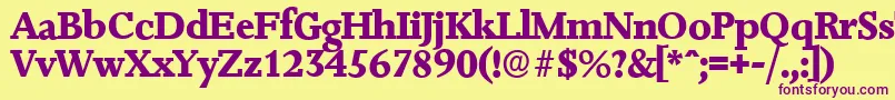 JessicaserialXboldRegular Font – Purple Fonts on Yellow Background